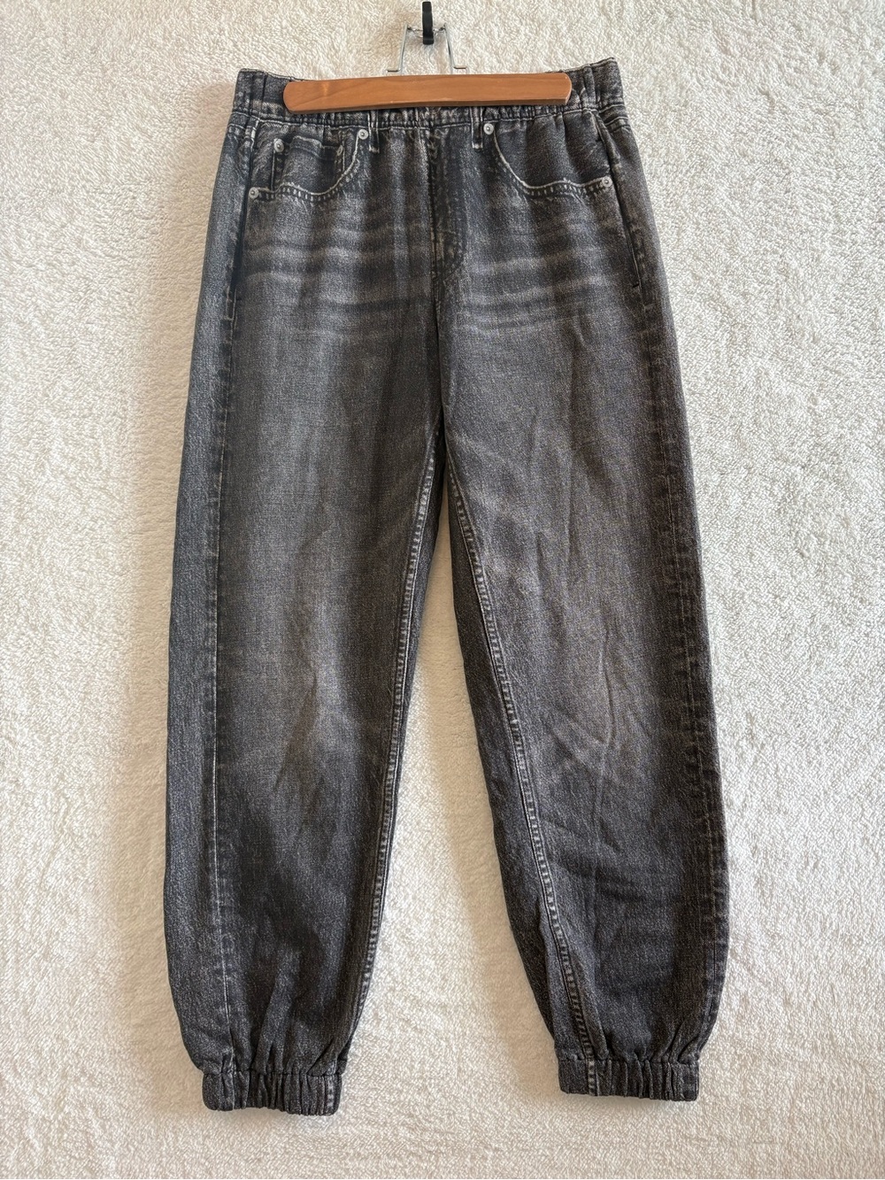 Rag & Bone Miramar Sweatpant Joggers Faded Black Denim Print Size Medium NWT